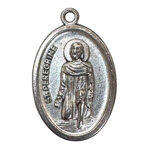 Vtg St Peregrine Pray For Us Catholic Medal Healing Patron Saint Cancer Pendant